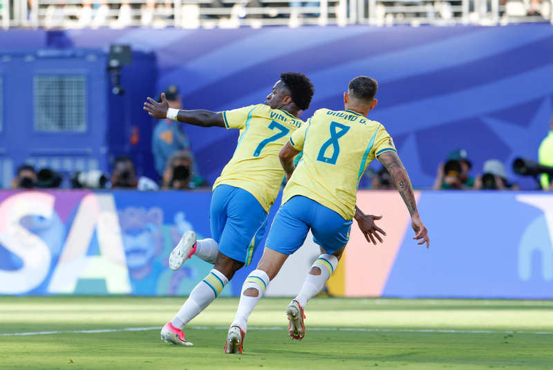 Jogadores da Seleção Brasileira durante Brasil 1 x 1 Marrocos no MetLife Stadium