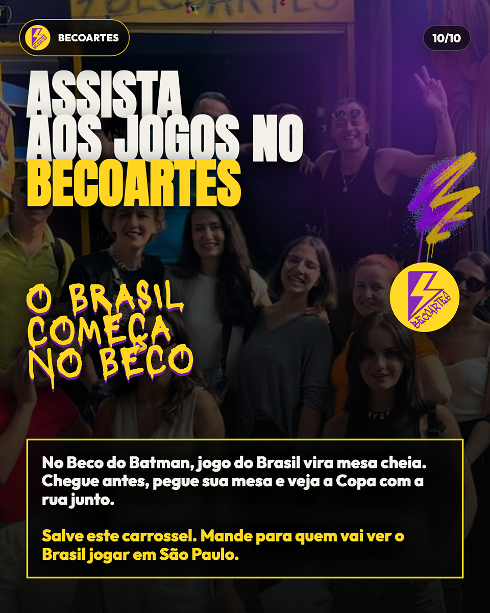 Assista aos jogos do Brasil no Becoartes