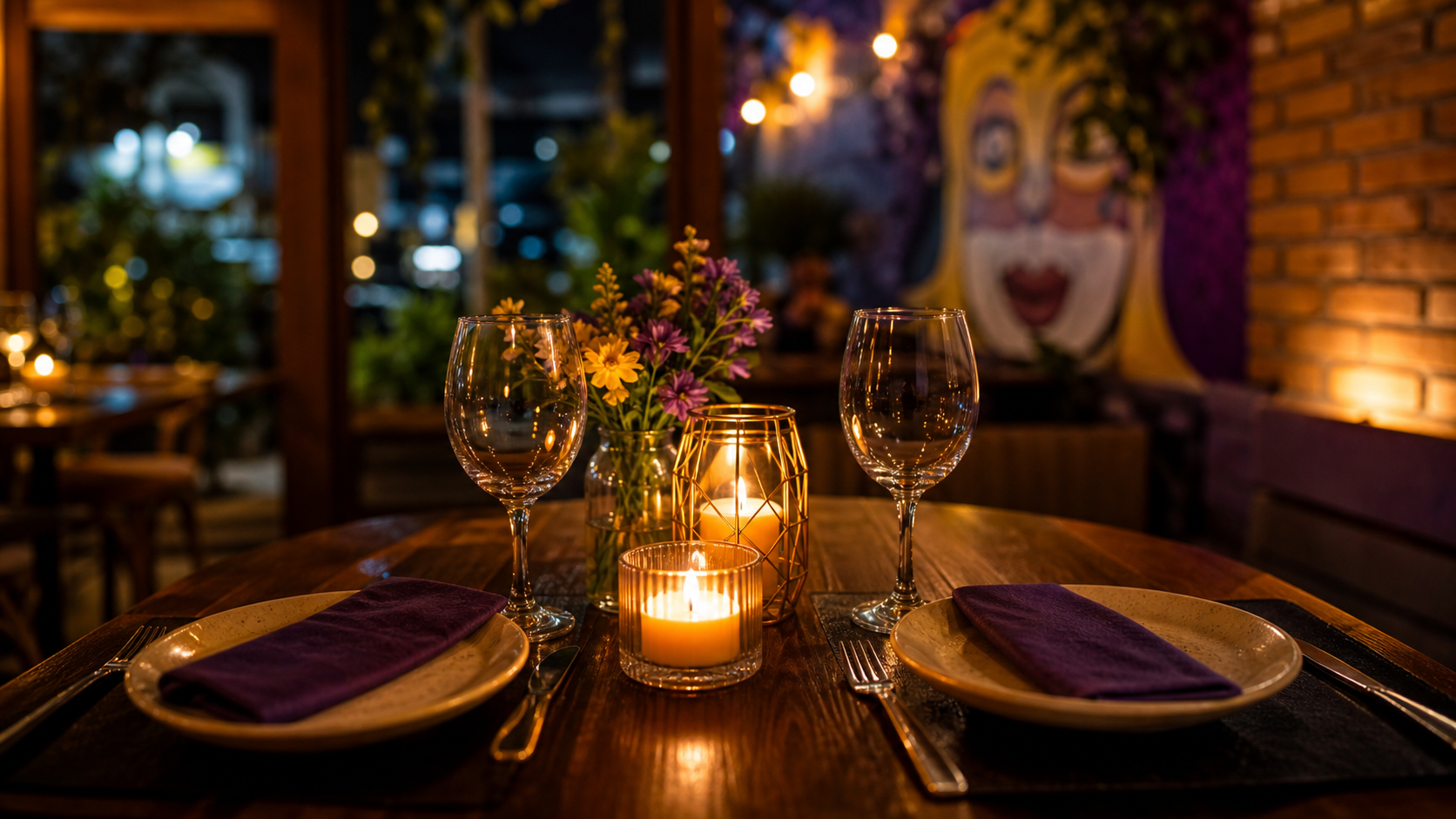 Saint-Valentin bresilienne au Becoartes : table pour deux, atmosphere chaleureuse et diner special.