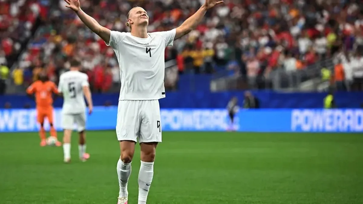 Haaland celebrates for Norway before facing Brazil at the 2026 World Cup.