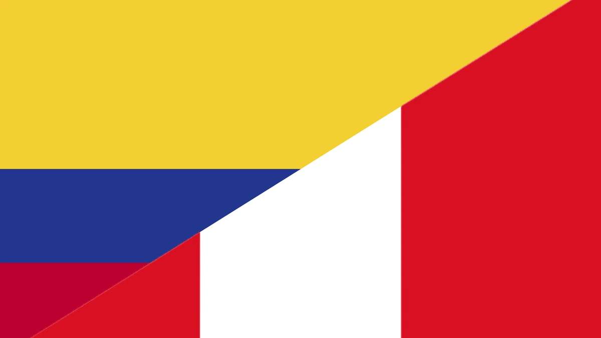 Composition graphique aux couleurs des drapeaux de la Colombie et du Pérou