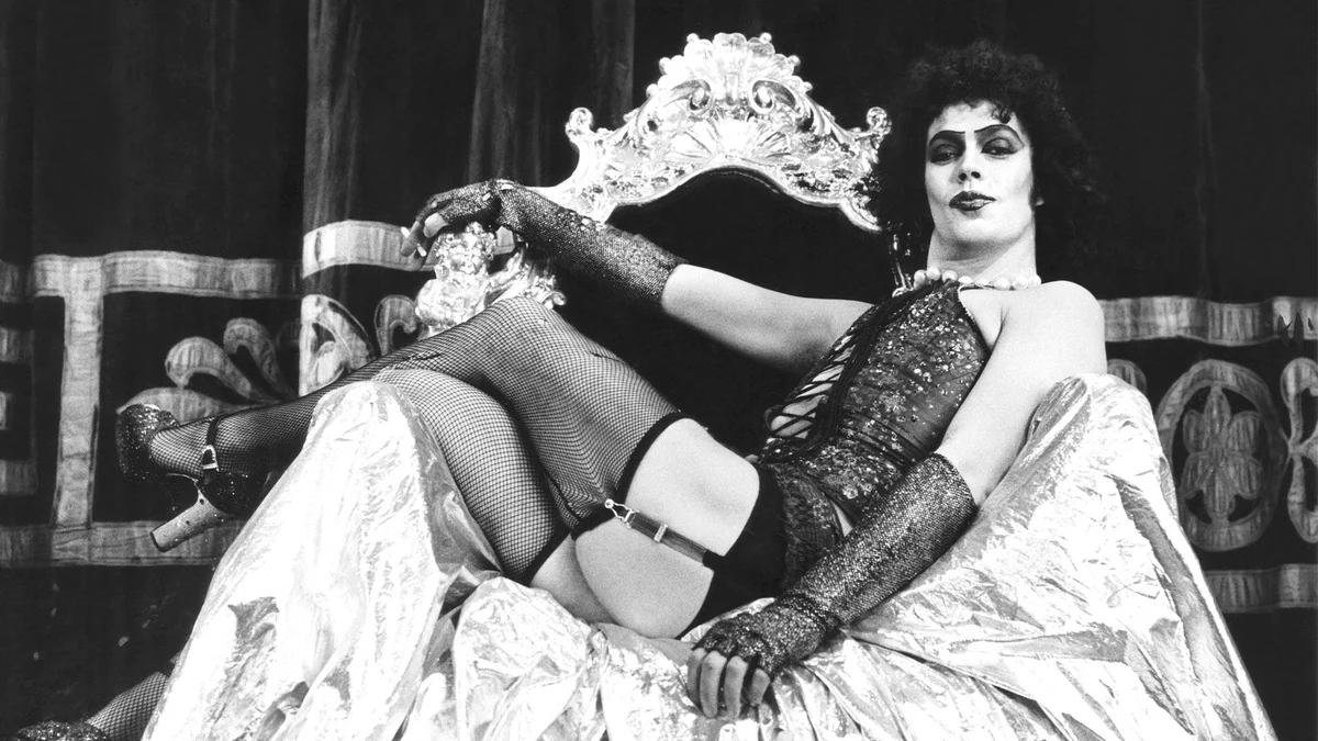 Tim Curry as Frank-N-Furter in a scene from The Rocky Horror Picture Show.